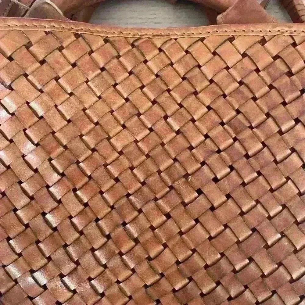 Woven Braided HANDMADE GENUINE LEATHER  BAG, VINTAGE LOOK BY ARTISANS IN INDIA - Picture 10 of 14